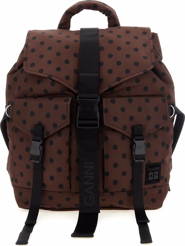 Ganni Brown Recycled Polyamide Backpack