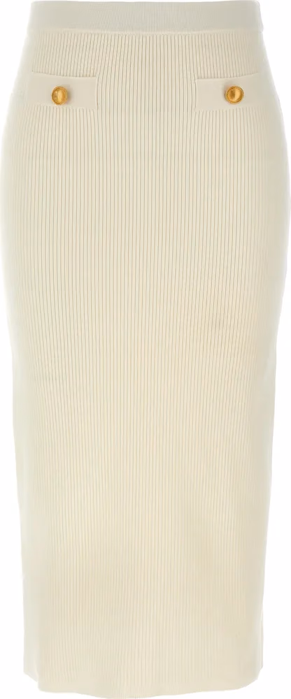 Alessandra Rich White Wool Midi Skirt