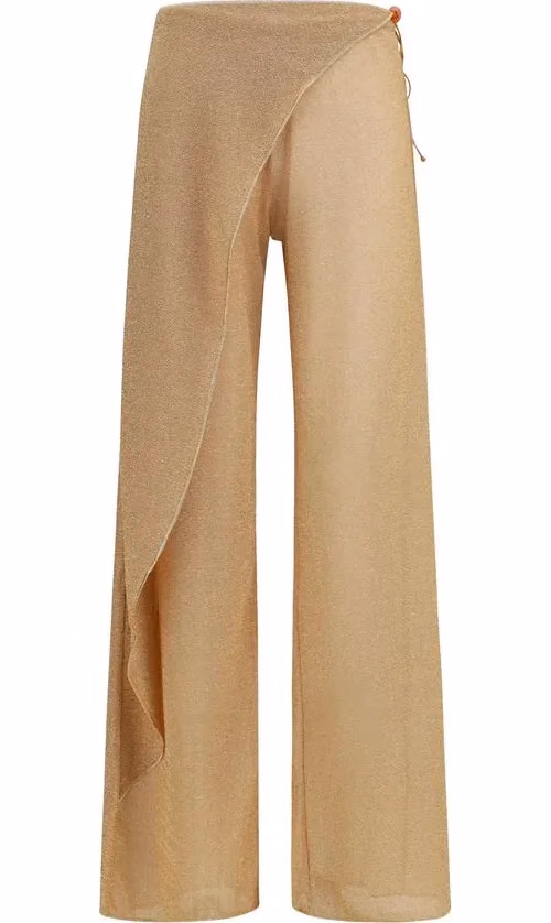 Oséree Gold Polyamide Casual Pants
