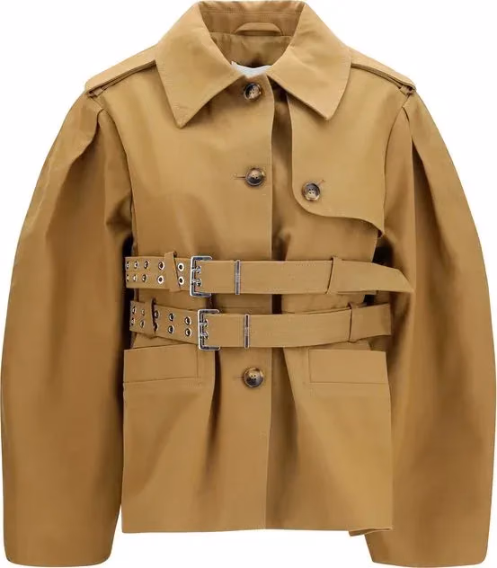 Ganni Beige Cotton Full-Length Jacket