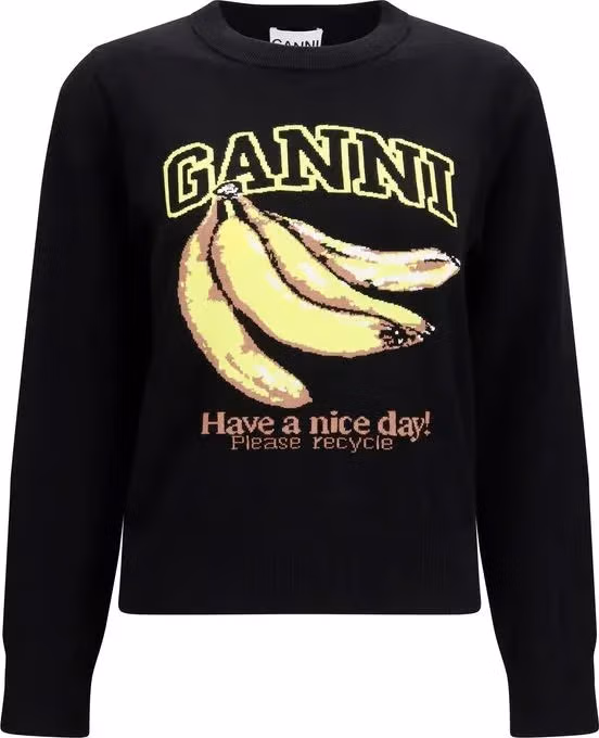 Ganni Black Cotton Sweatshirt