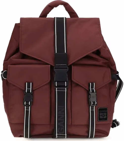 Ganni Bordeaux Recycled Polyamide Backpack