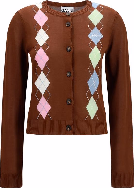 Ganni Brown Cotton Cardigan