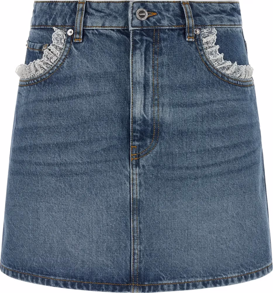 Ganni Blue Cotton Long Skirt