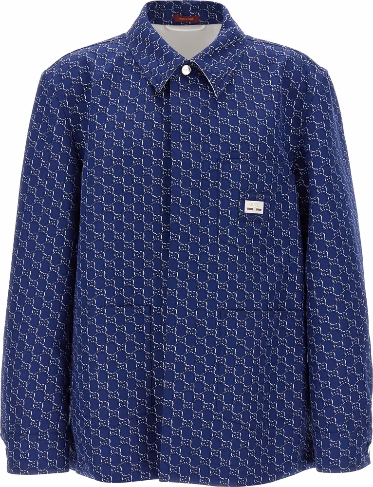 Gucci Blue Cotton Biker Jacket