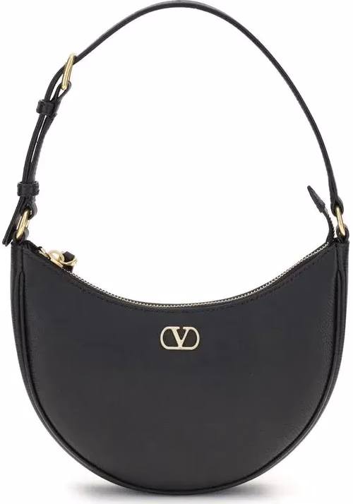 Valentino Garavani Black Calf Leather Bos Taurus Shoulder Bag