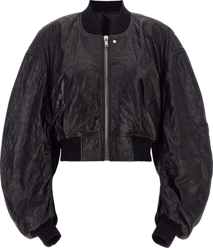 Rick Owens Black Lamb Leather Leather Jacket
