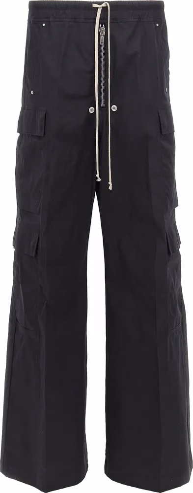Rick Owens Black Cotton Cargo Pants