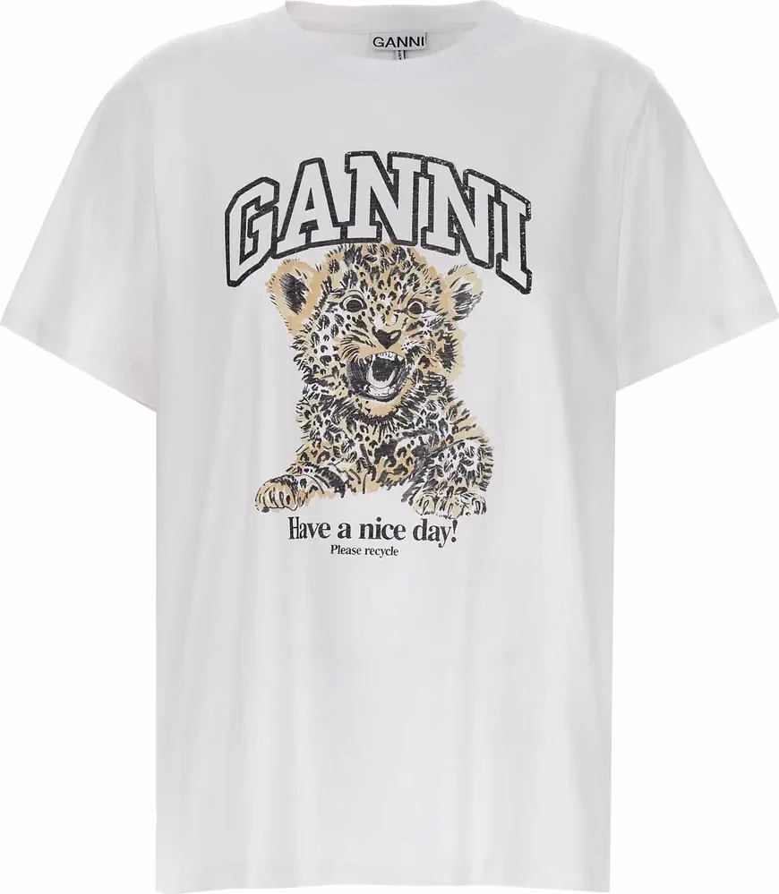 Ganni White Cotton T-Shirt