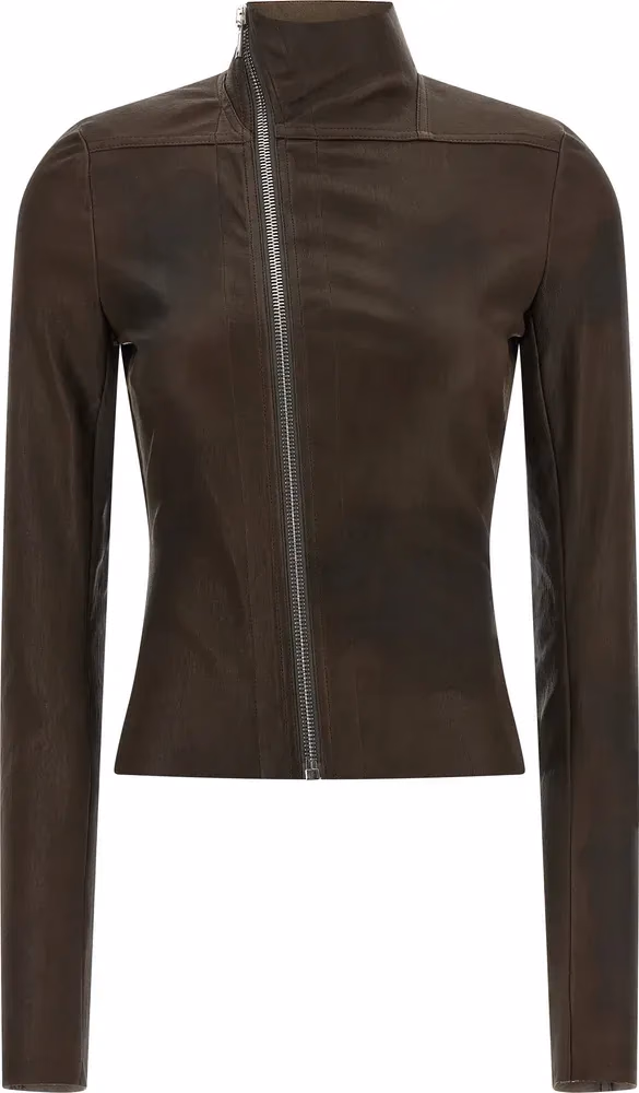Rick Owens Brown Lamb Leather Leather Jacket