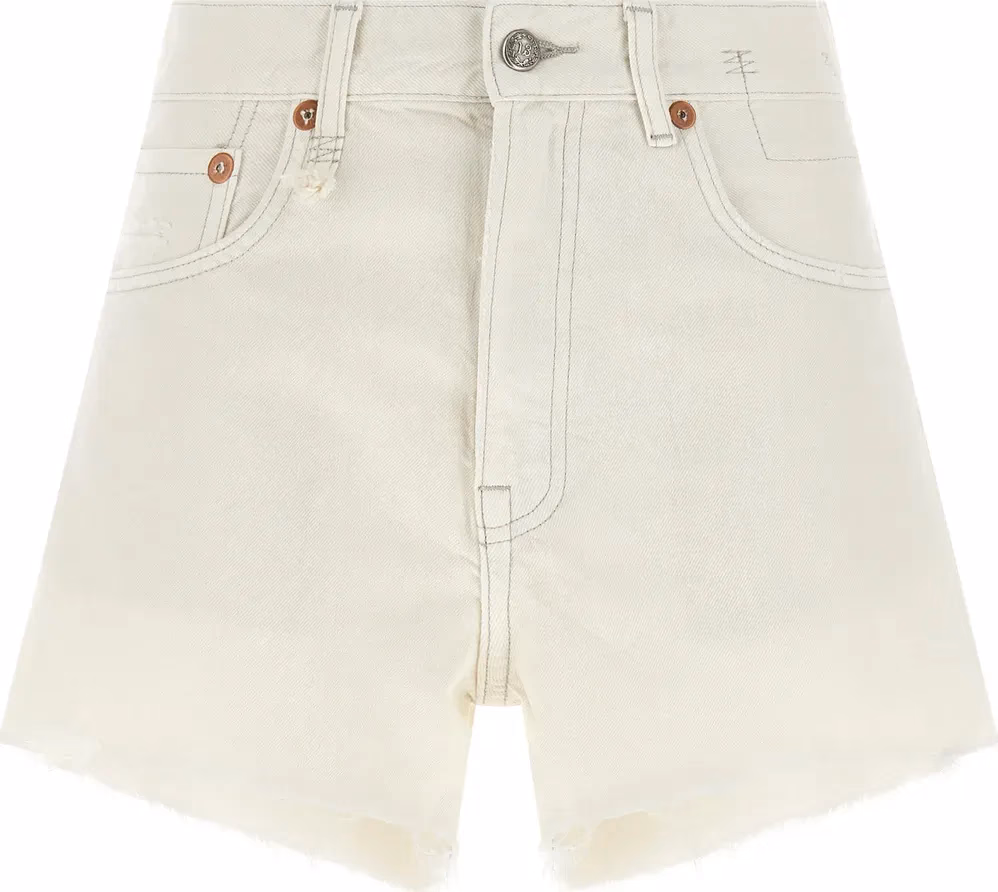 R13 White Cotton Bermuda Shorts
