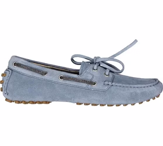 Brunello Cucinelli Blue Leather Slip-On Loafers