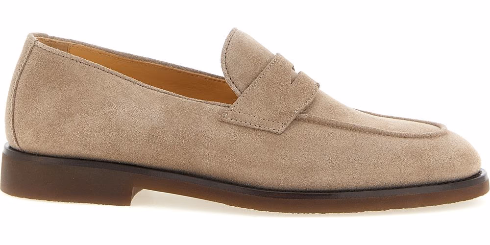 Brunello Cucinelli Gray Calfskin Slip-On Loafers