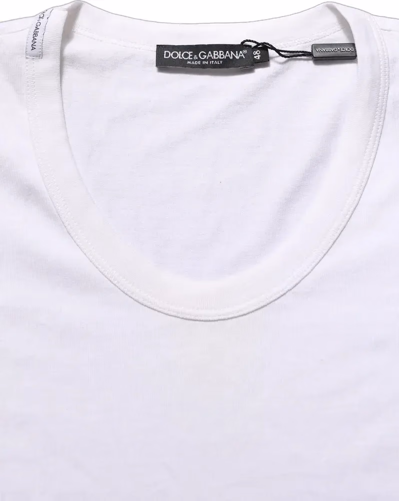 Dolce & Gabbana White Cotton Short Sleeve Round Neck T-shirt