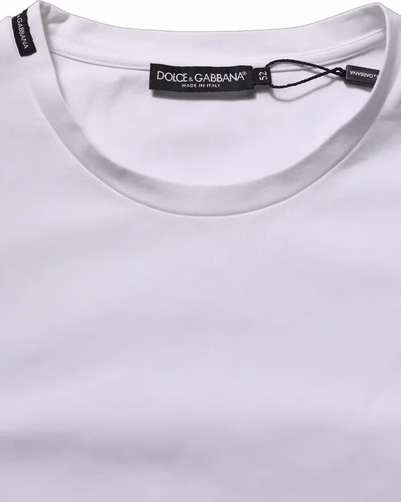 Dolce & Gabbana White Cotton Short Sleeves Crew Neck T-shirt