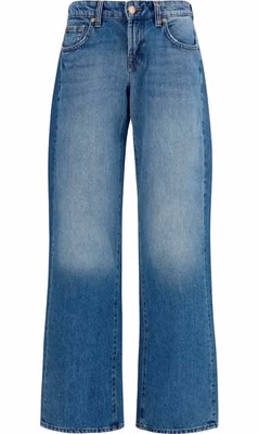 Blue Cotton Straight-Leg Jeans