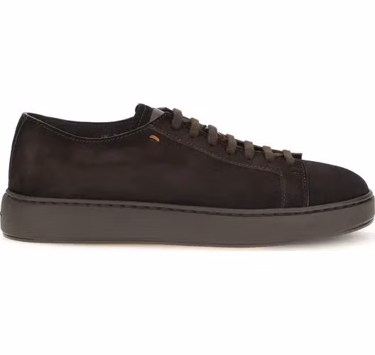Santoni Brown Calf Leather Bos Taurus Low Top Sneakers