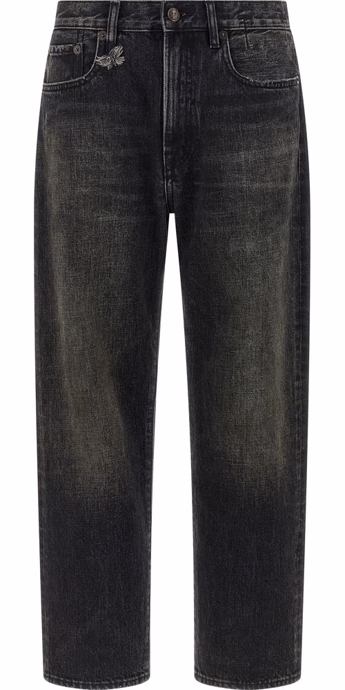 R13 Black Cotton Straight-Leg Jeans