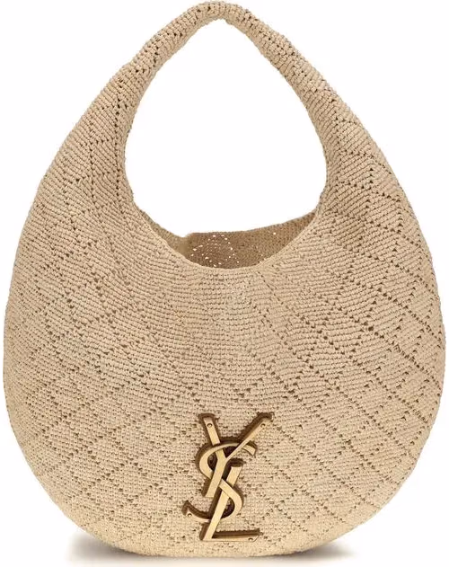 Saint Laurent Beige Raffia Shoulder Bag