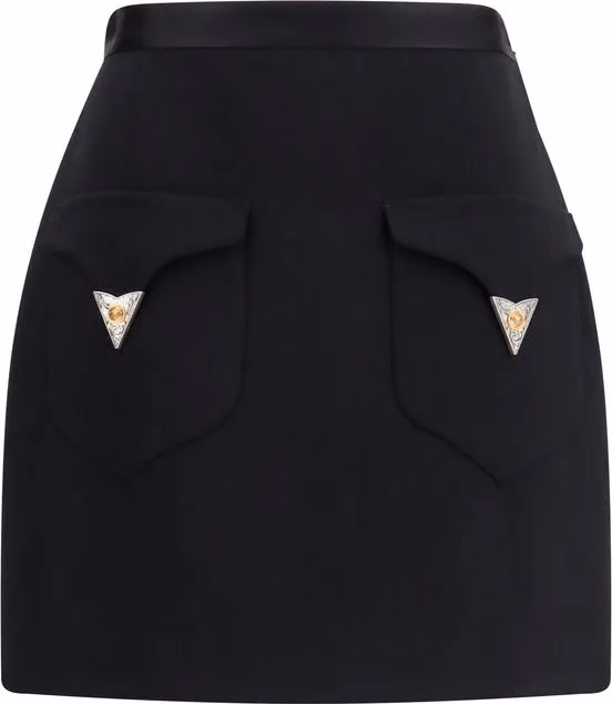 Versace Black Wool Oves Aries Mini Skirt