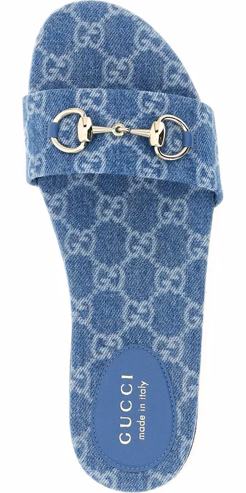 Gucci Blue Cotton Slides