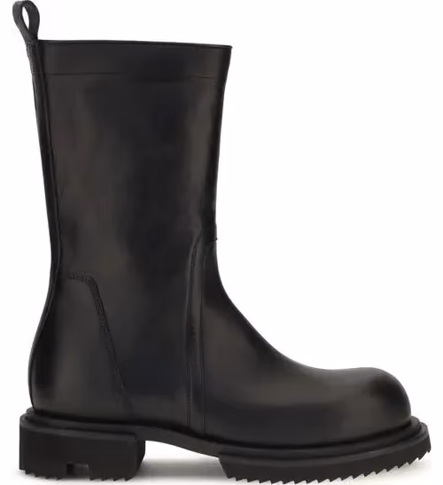 Rick Owens Black Calf Leather Bos Taurus Flat Boots