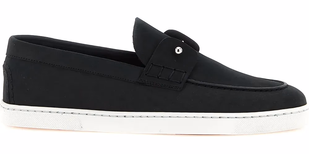 Christian Louboutin Black Calfskin Slip-On Loafers