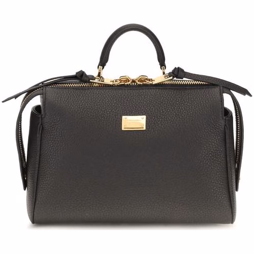 Dolce & Gabbana Black Calf Leather Bos Taurus Handbag