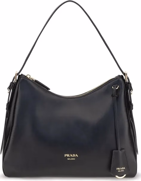Prada Black Calf Leather Bos Taurus Shoulder Bag