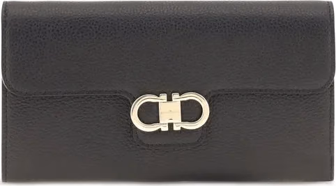 Ferragamo Black Calf Leather Bos Taurus Wallet