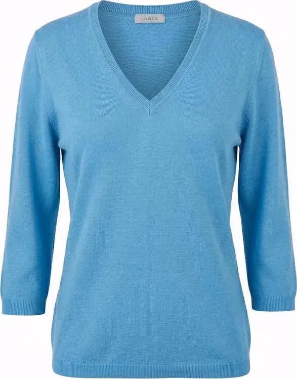 Malo Blue Silk Women Sweater
