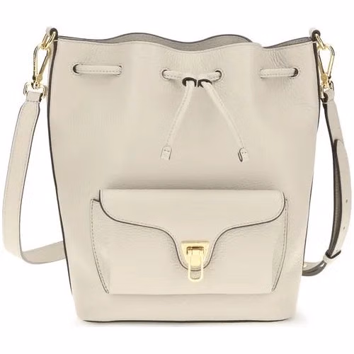 Coccinelle Beige Calf Leather Bos Taurus Backet Bag
