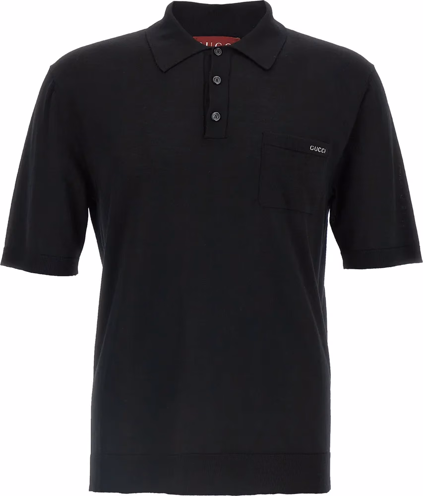 Gucci Black Wool Polo Shirt