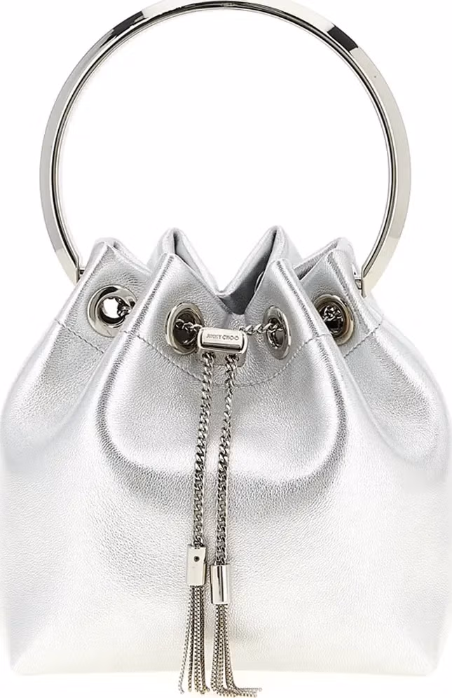Jimmy Choo Silver Lamb Leather Handbag