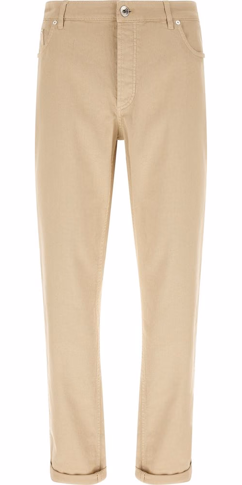 Brunello Cucinelli Beige Cotton Tapered Jeans
