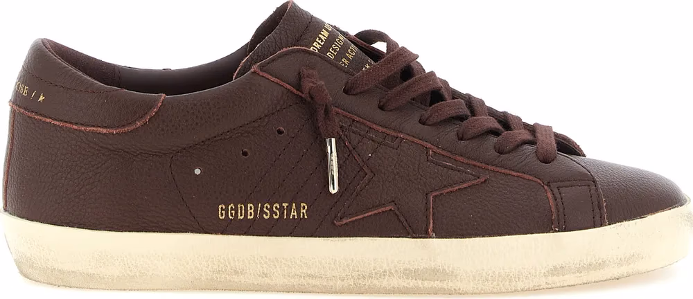 Golden Goose Bordeaux Cowhide Low Top Sneakers