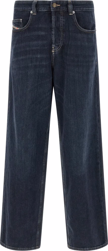 Diesel Blue Cotton Relaxed Fit Jeans