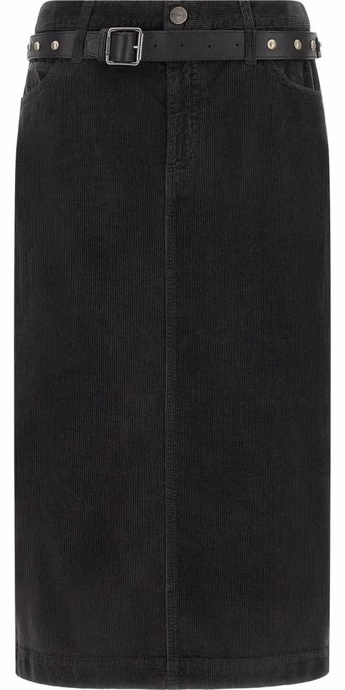 PINKO Black Cotton Midi Skirt