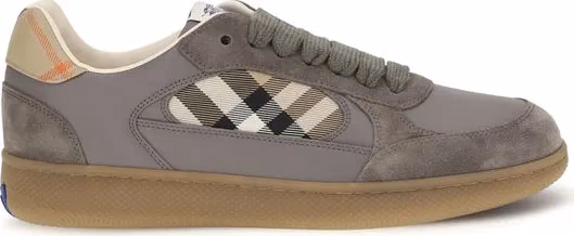 Burberry Gray Calf Leather Bos Taurus Low Top Sneakers