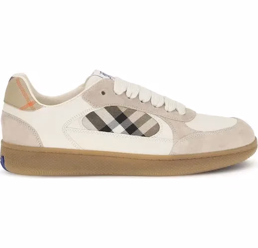 Burberry Beige Calf Leather Bos Taurus Low Top Sneakers