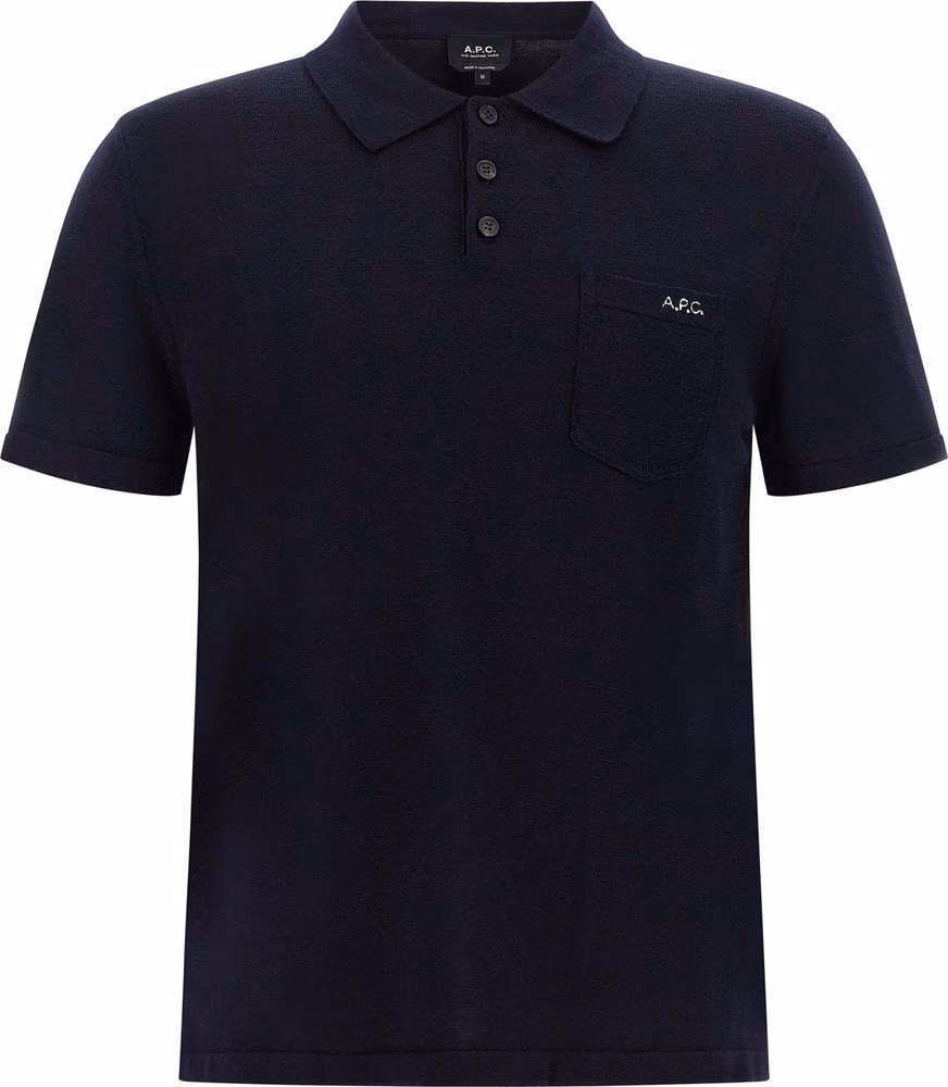 A.P.C. Blue Virgin Wool Polo Shirt