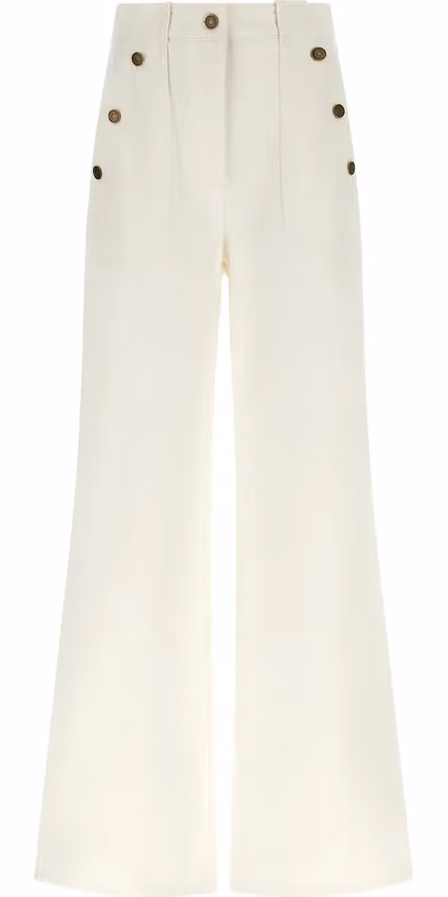 Max Mara White Cotton Flared Pants