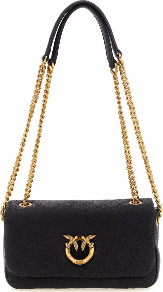 PINKO Black Lamb Leather Shoulder Bag