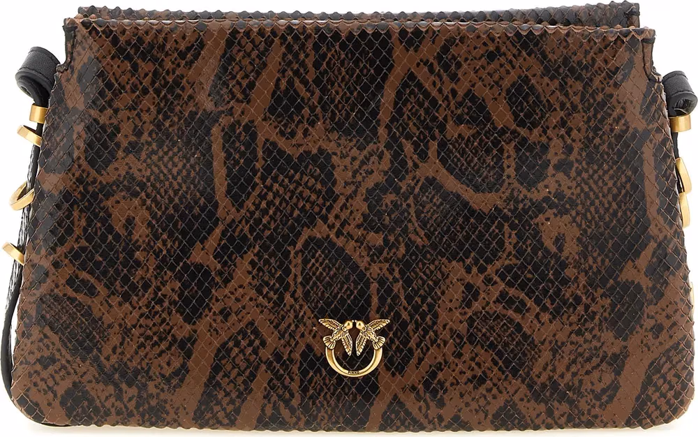 PINKO Brown Calfskin Crossbody Bag