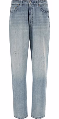 Blue Cotton Straight-Leg Jeans