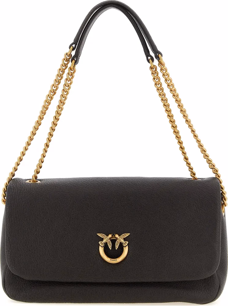 PINKO Brown Lamb Leather Shoulder Bag
