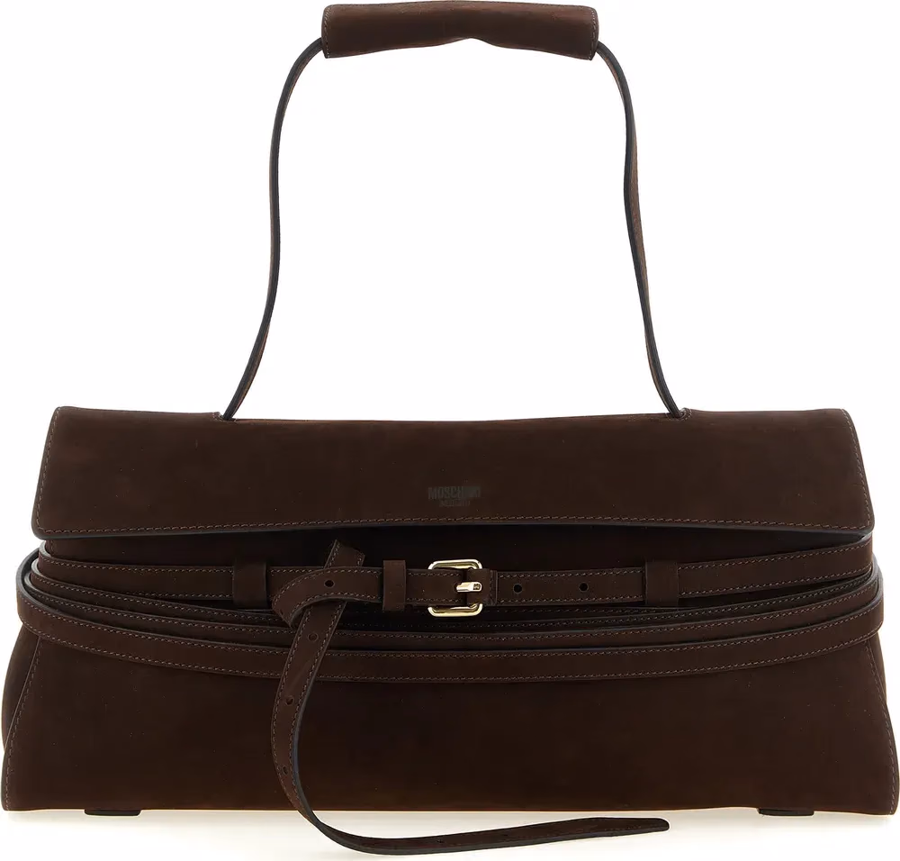 Moschino Brown Calfskin Shoulder Bag