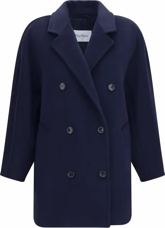 Max Mara Blue Wool Oves Aries Full-Length Jacket