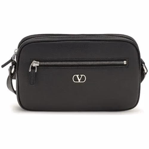 Valentino Garavani Black Calf Leather Bos Taurus Shoulder Bag