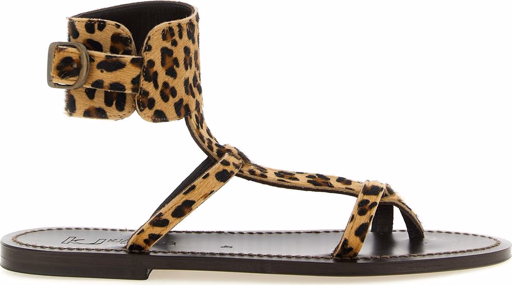 K.JACQUES SAINT TROPEZ Brown Cowhide Flat Sandals